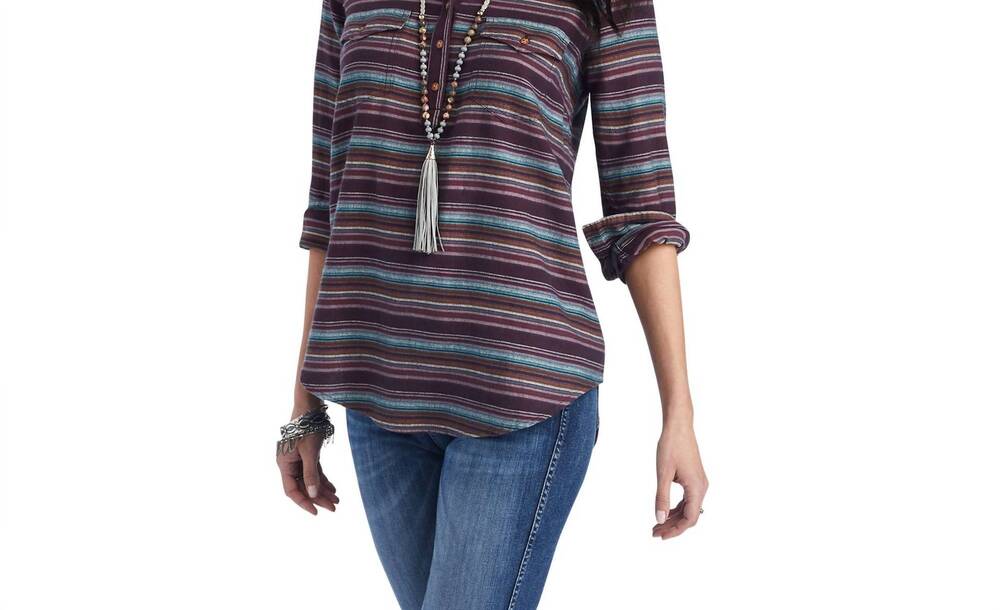 NEW ARIAT billie jean popover shirt in roadside stripe
